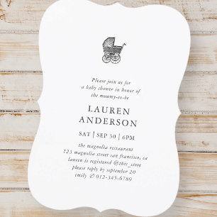 Invitation Simple Classique Élégant Baby shower Buggy Chic