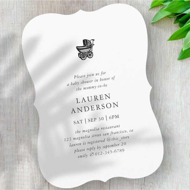 Invitation Simple Classique Élégant Baby shower Buggy Chic (Créateur téléchargé)