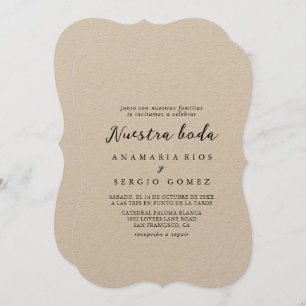 Invitation Simple classique Kraft Nuestra Boda Mariage