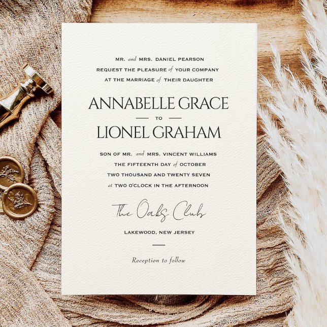 Invitation Simple classique Mariage noir et blanc (Créateur téléchargé)