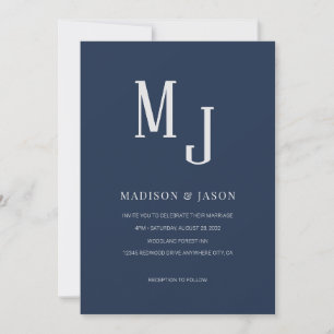Invitation Simple classique marine bleu romain Monogramme Mar