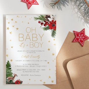 Invitation Simple classique Noël Blanc Oh Baby Boy Douche