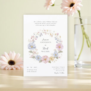 Invitation Simple code QR de site web de mariage floral paste
