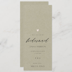 Invitation SIMPLE COEUR D'OR TYPOGRAPHIE DE KRAFT BRIdesmaid