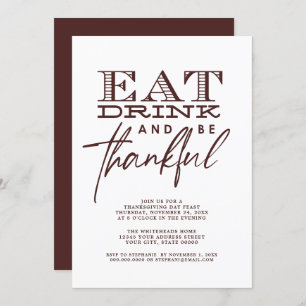 Invitation Simple Consommation Moderne Boire Thanksgiving