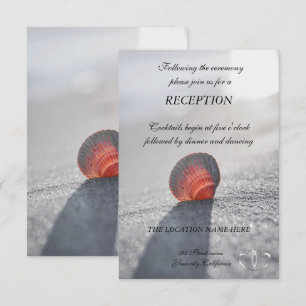 Invitation Simple coquillage de plage, réception de cœurs