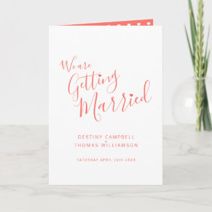 Invitation Simple corail blanc mariage plié