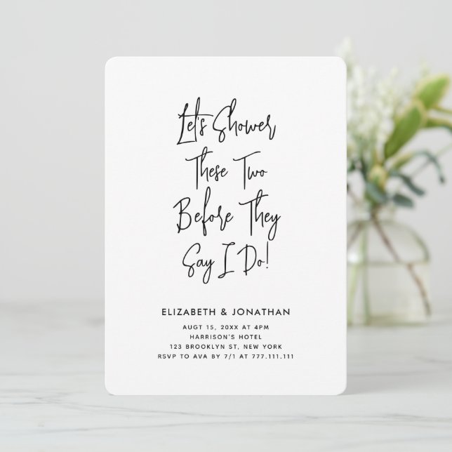 Invitation Simple couple de script prend une douche avant de  (Debout devant)