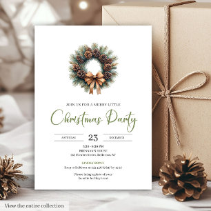 Invitation Simple Couronne de Noël en aquarelle Bohème en pin