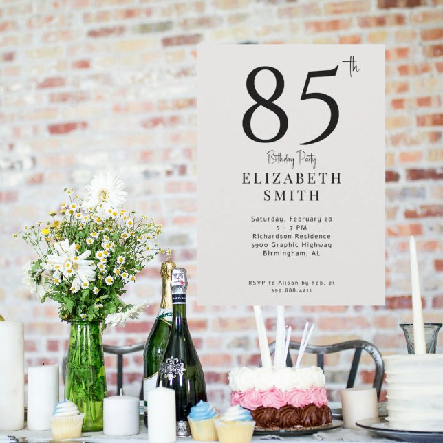 Invitation Simple Cream fête de 85e anniversaire (Créateur téléchargé)