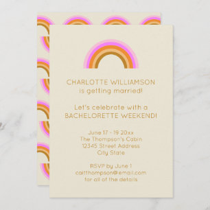 Invitation Simple Cute Retro Rainbow Bachelorette Week-end