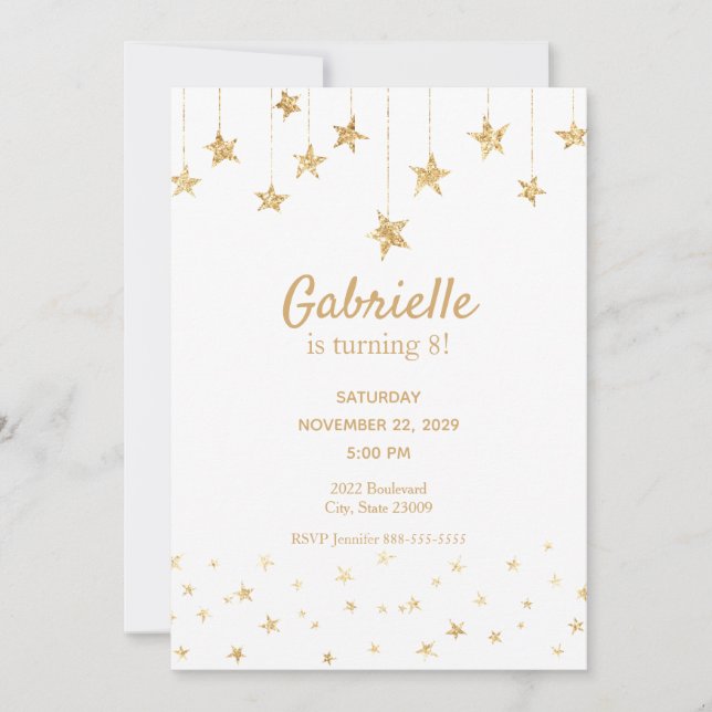 Invitation simple d'Anniversaire de enfant or et b (Devant)