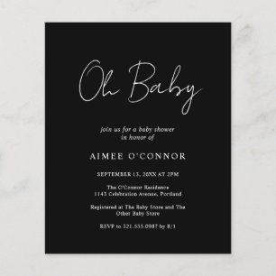 Invitation simple de Baby shower de budget noir mo