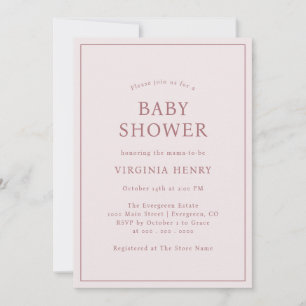 Invitation simple de Baby shower rose pâle