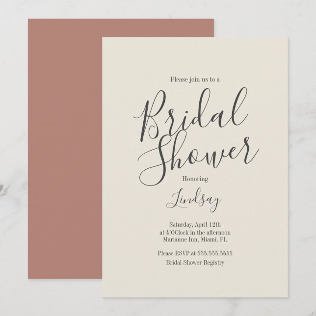 Invitation simple de bapteme de mariage de ton ter (Devant / Derrière)