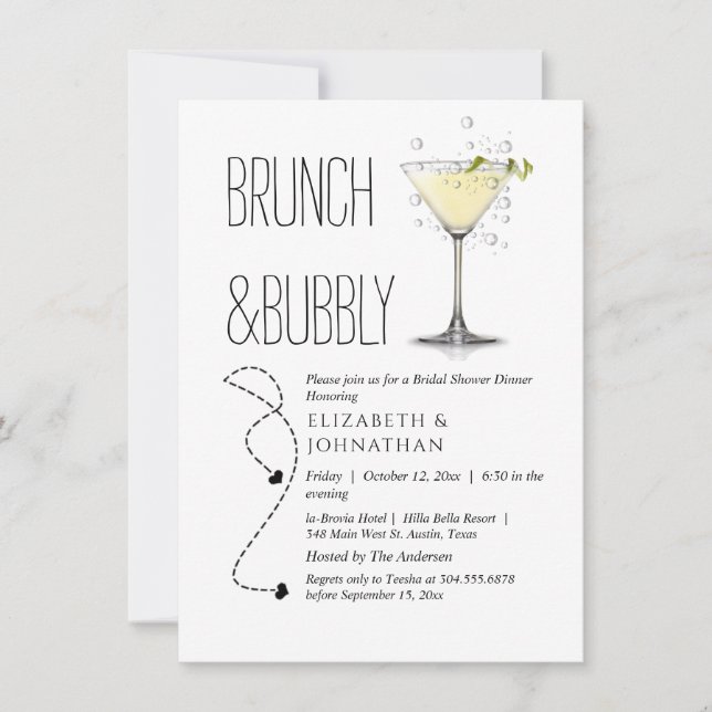 Invitation simple de brunch et de bulles (Devant)