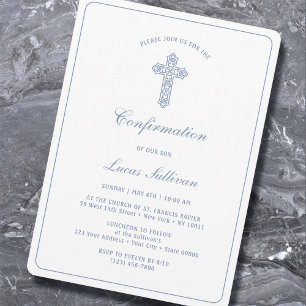 Invitation simple de confirmation de Croix Bleue O
