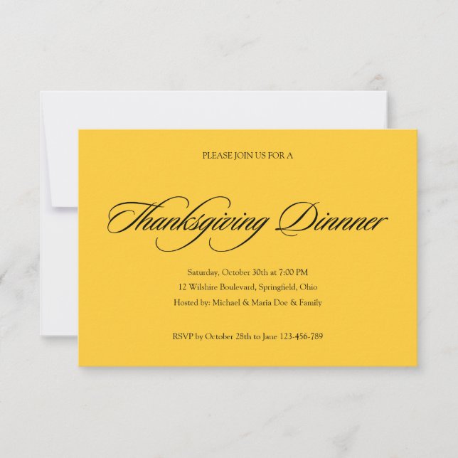 Invitation simple de dîner de thanksgiving (Devant)