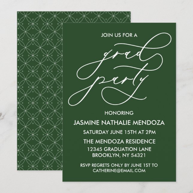INVITATION SIMPLE DE DIPLÔME DE CALLIGRAPHIE SIMPL (Devant / Derrière)
