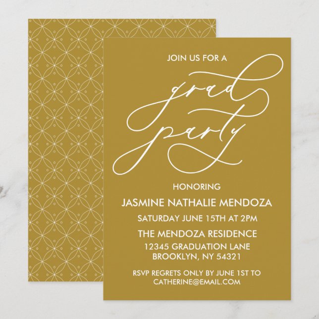 INVITATION SIMPLE DE DIPLÔME DE CALLIGRAPHIE SIMPL (Devant / Derrière)
