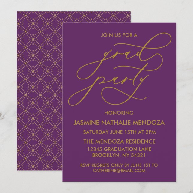 INVITATION SIMPLE DE DIPLÔME DE CALLIGRAPHIE SIMPL (Devant / Derrière)