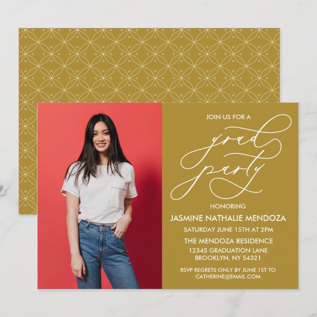 INVITATION SIMPLE DE DIPLÔME DE CALLIGRAPHIE SIMPL (Devant / Derrière)