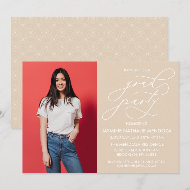 INVITATION SIMPLE DE DIPLÔME DE CALLIGRAPHIE SIMPL (Devant / Derrière)