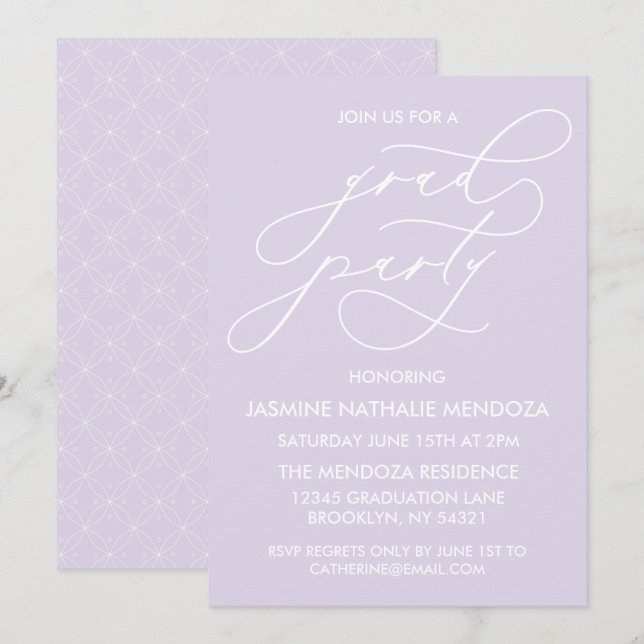 INVITATION SIMPLE DE DIPLÔME DE CALLIGRAPHIE SIMPL (Devant / Derrière)