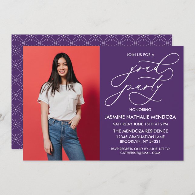 INVITATION SIMPLE DE DIPLÔME DE CALLIGRAPHIE SIMPL (Devant / Derrière)