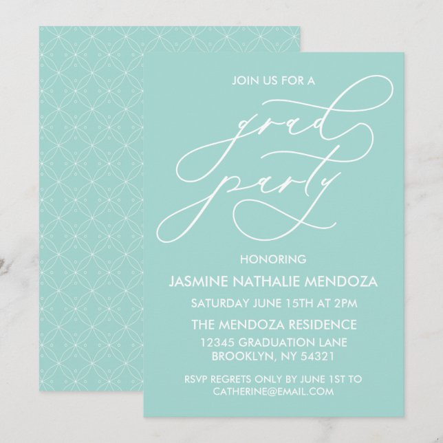 INVITATION SIMPLE DE DIPLÔME DE CALLIGRAPHIE SIMPL (Devant / Derrière)