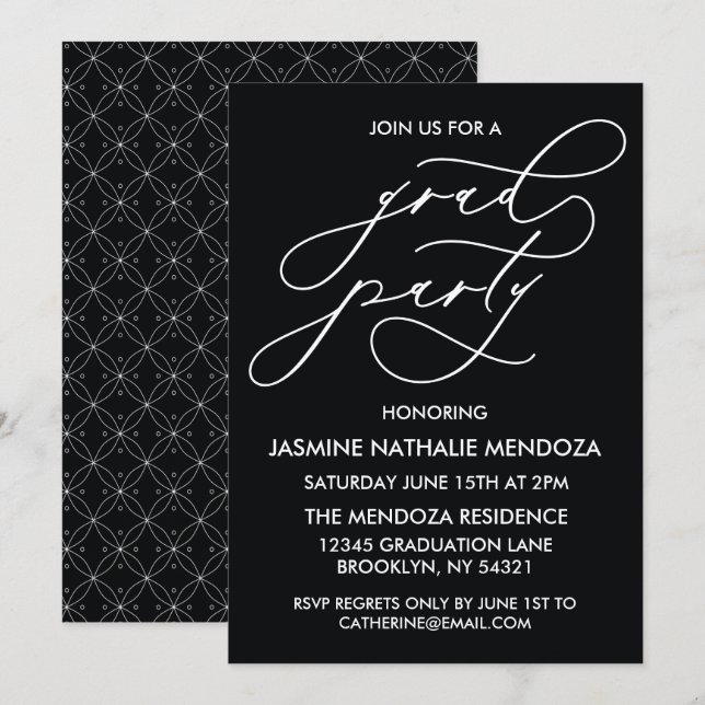 INVITATION SIMPLE DE DIPLÔME DE CALLIGRAPHIE SIMPL (Devant / Derrière)