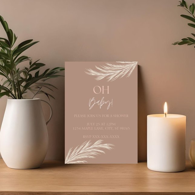 Invitation simple de douche sur le ton neutre boho (Créateur téléchargé)