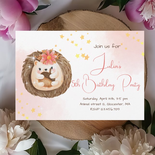 Invitation simple de fête d'anniversaire de hériss (Créateur téléchargé)