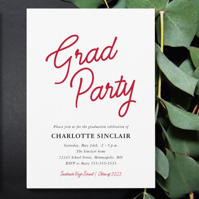 Invitation simple de fête de fin d'études à budget (Créateur téléchargé)
