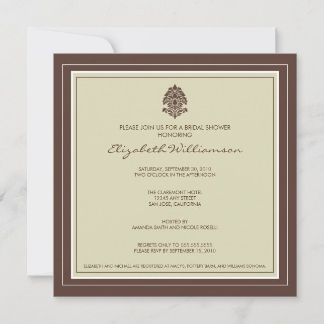 Invitation simple de Fête de la mariée de vue (Devant)