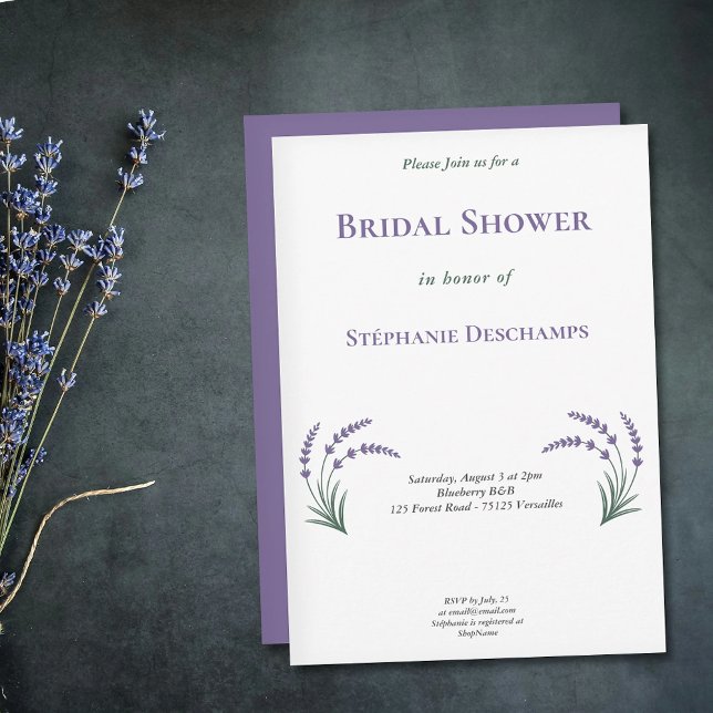 Invitation simple de fete de mariage Lavande (Simple Lavender Bridal Shower Invitation)