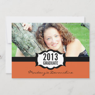Invitation simple de graduation, Orange