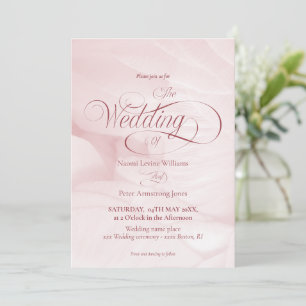 Invitation simple de mariage pivoine rose