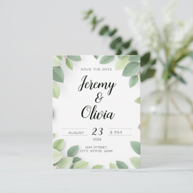 Invitation Simple de Mariage pour Réserver la Date (Debout devant)
