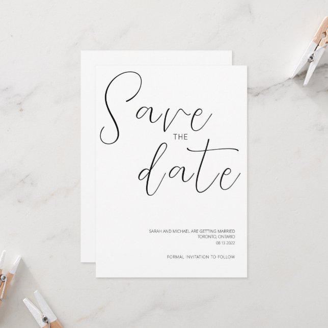 Invitation simple de sauvegarde de date de mariage (Devant/Arrière en situation)