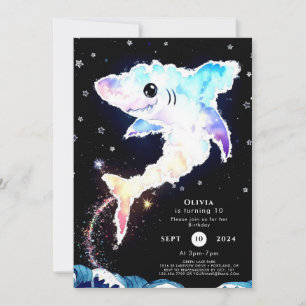 Invitation Simple Deepsea Blue Shark Anniversaire