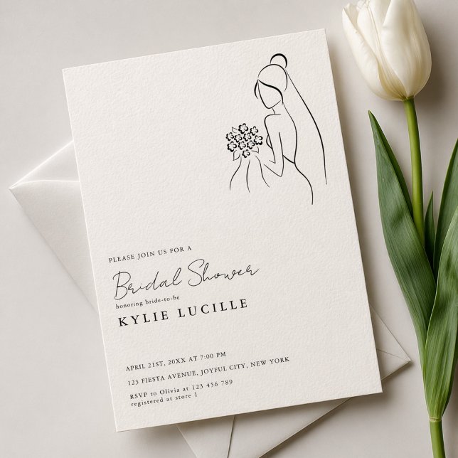 Invitation Simple Dessin De Mariée Moderne Cadeaux De Mariage (Créateur téléchargé)