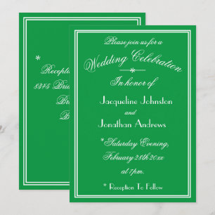 Invitation Simple détails de police blanche Mariage vert émer