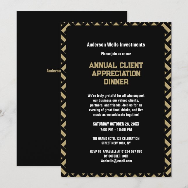 Invitation Simple dîner annuel de reconnaissance de la client (Devant / Derrière)