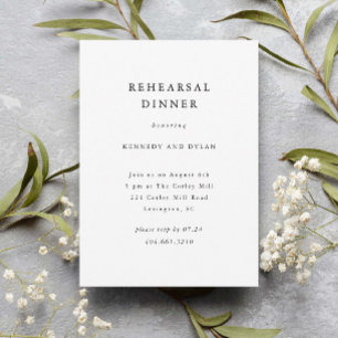 Invitation Simple dîner de répétition de mariage noir et blan