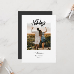Invitation Simple double face deux photo Happy Holidays Card