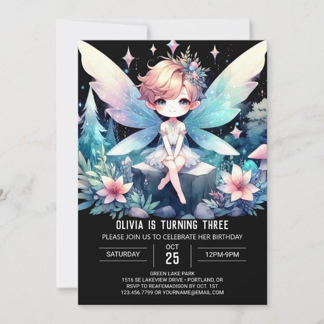 Invitation Simple Dreamy Fairy Anniversaire (Devant)