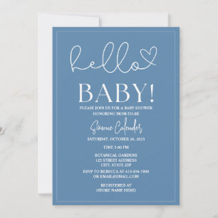 Invitation simple Dusty Blue Baby shower