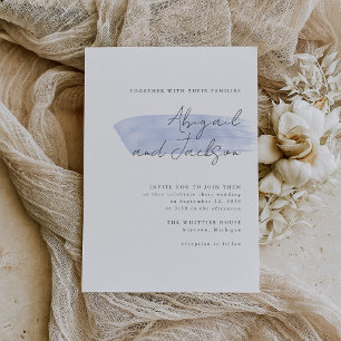 Invitation Simple Dusty Blue Brush Strokes Mariage