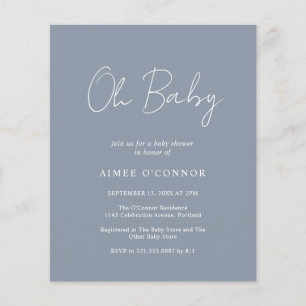 Invitation simple Dusty Blue Budget Baby shower
